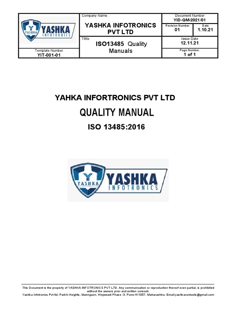 Quality Manual ISo13485 | PDF | Quality Management System ...