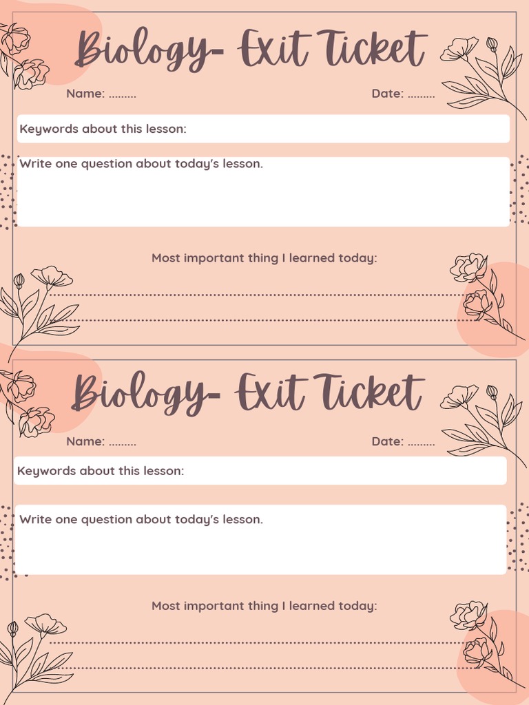 Biology Exit Ticket PDF