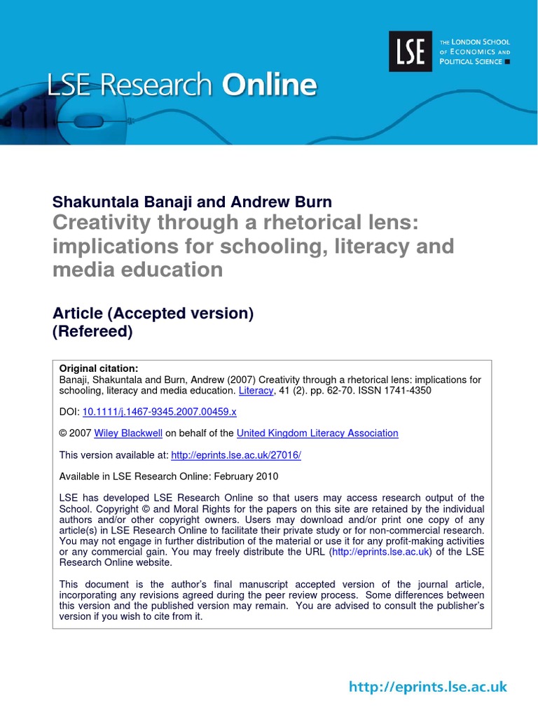 Creativity Through A Rhetorical Lens PDF Creativity Rhetoric