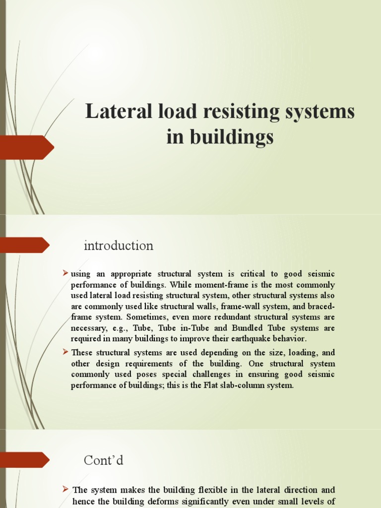 Lateral Load Resisting Systems in Seismic Design | PDF | Beam ...