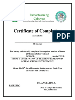 Certificate of Completion: Pamantasan NG Cabuyao