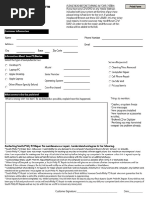 Repair Work Order Request Form