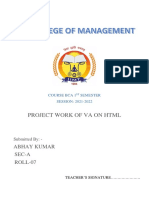 Project Work of Va On HTML: Abhay Kumar Sec-A ROLL-07