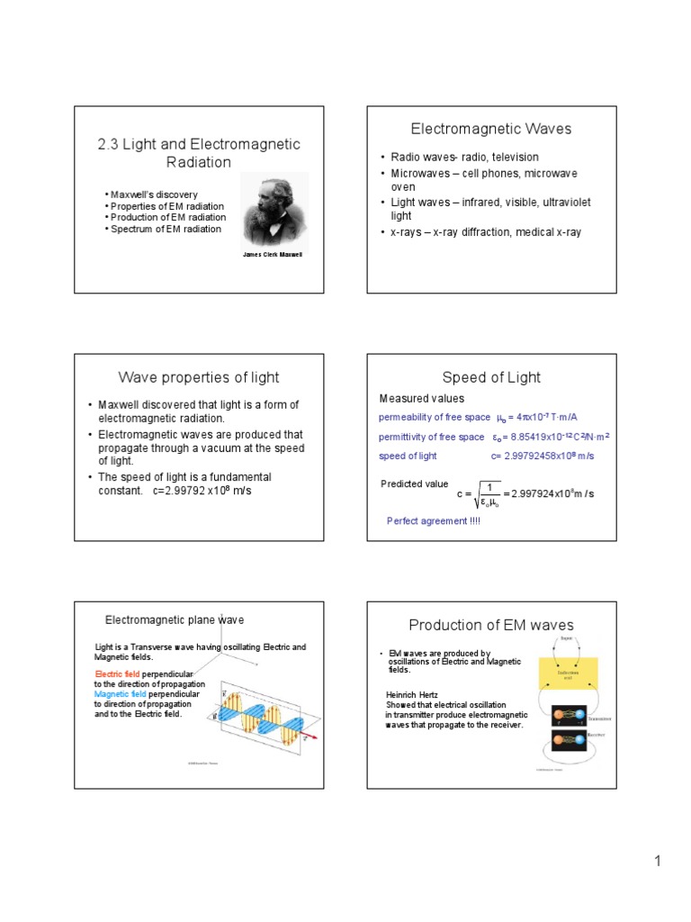 2.3 Light and Electromagnetic Radiation Electromagnetic Waves | PDF