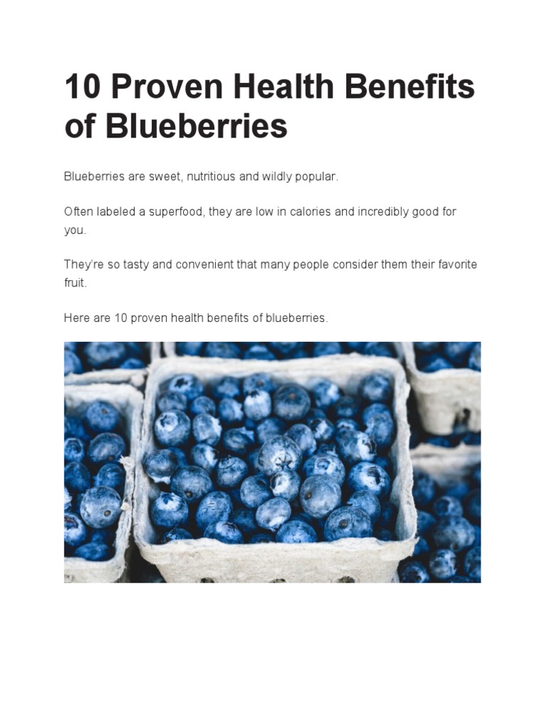 10 Proven Health Benefits of Blueberries PDF Blueberry Cholesterol