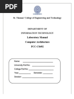 St. Thomas' College of Engineering and Technology: Laboratory Manual Computer Architecture PCC-CS492