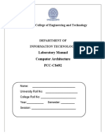 St. Thomas' College of Engineering and Technology: Laboratory Manual Computer Architecture PCC-CS492