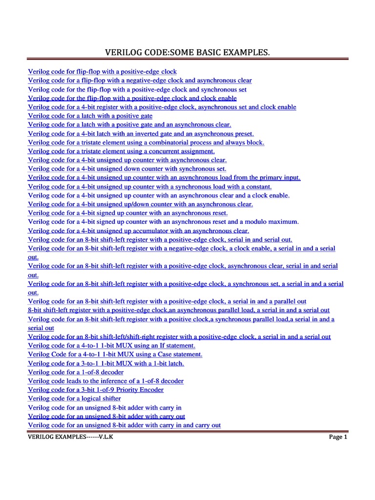 HDL Verilog Examples | Download Free PDF | Integrated Circuit ...