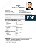 Resume OF Md. Razaul Karim Shuhag: Degree Pass Course-BSC (Bachelar of Science)