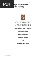 Foundation Year Program Entrance Tests Mathematics Specification For Nufyp Set 2020