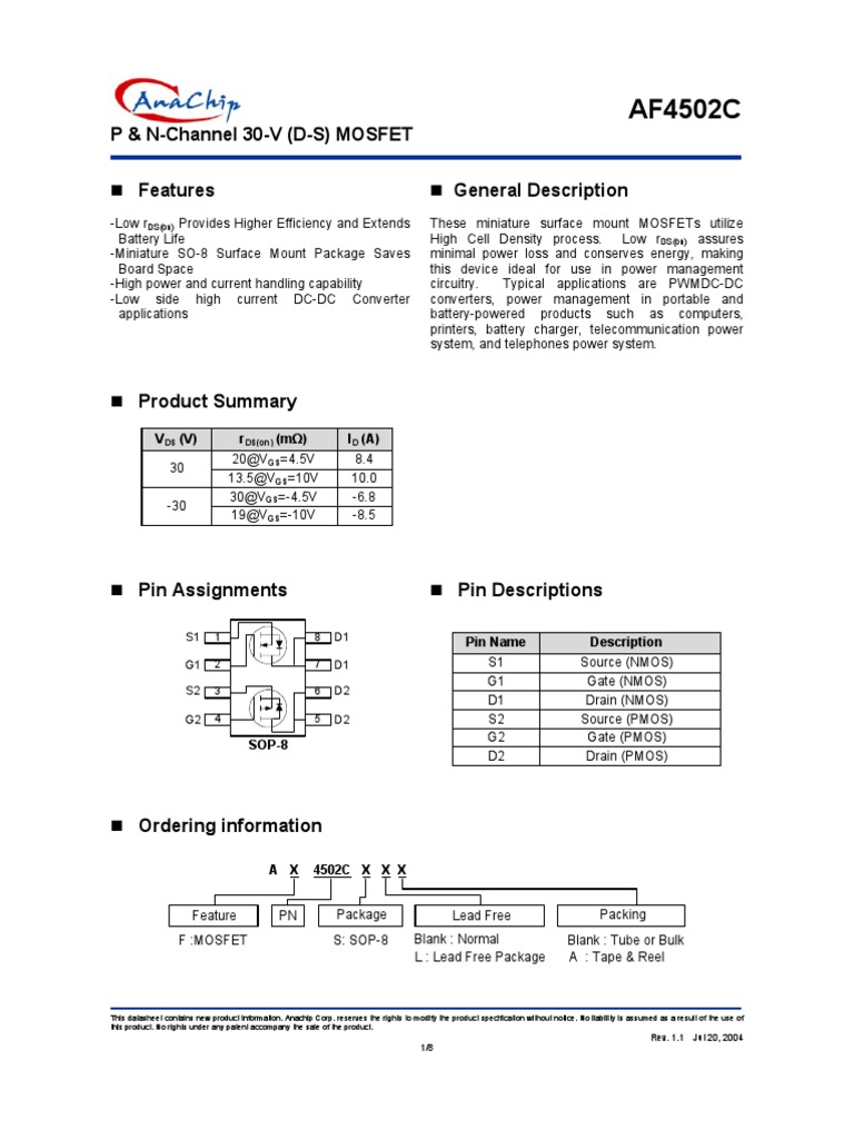 Datasheet | Mosfet | Field Effect Transistor | Free 30-day Trial | Scribd