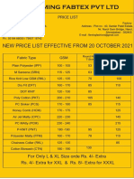 New Price List Effective From 20 October 2021