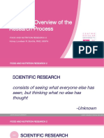 Lesson 1: Overview of The Research Process: Honey Loveleen R. Bontile, RND, MSPH Food and Nutrition Research 2