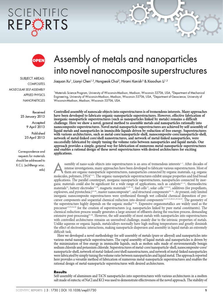 Metal-Nanoparticle Superstructure Assembly | PDF | Nanoparticle ...