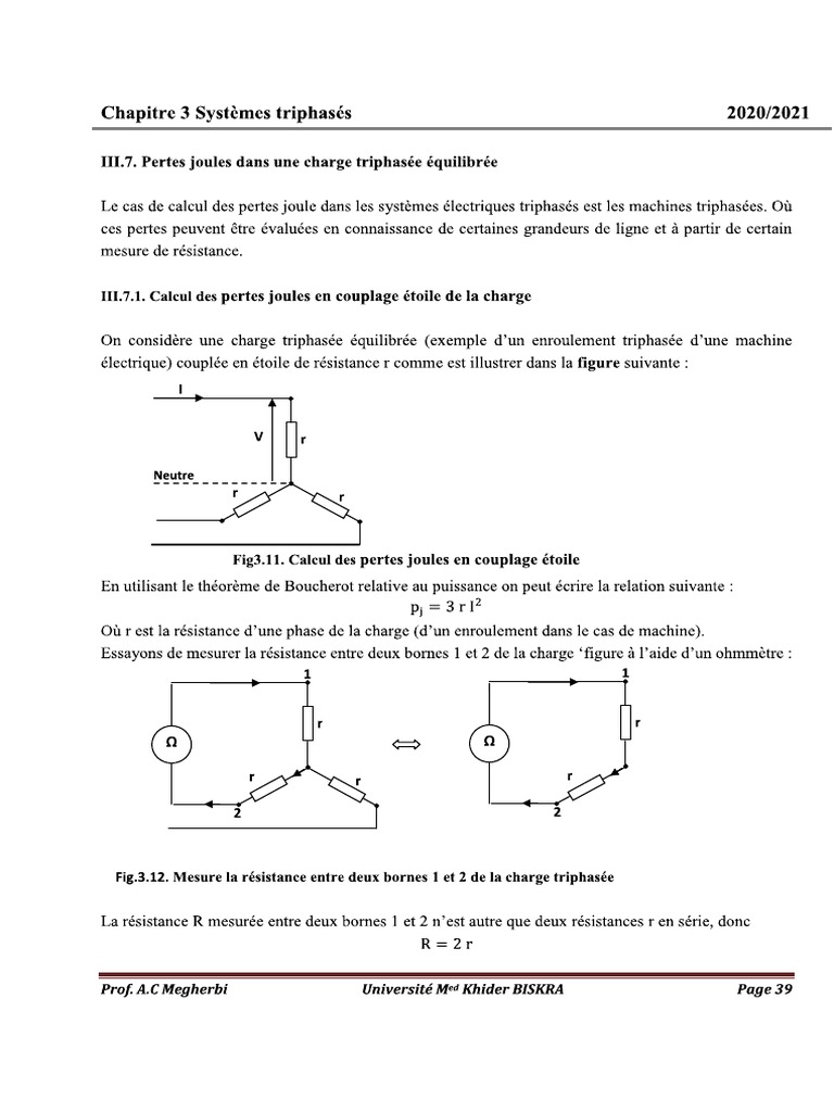 Cours Chapitre 32 Circuits de Puissances (Triphasé) I2 Ac Megherbi PDF