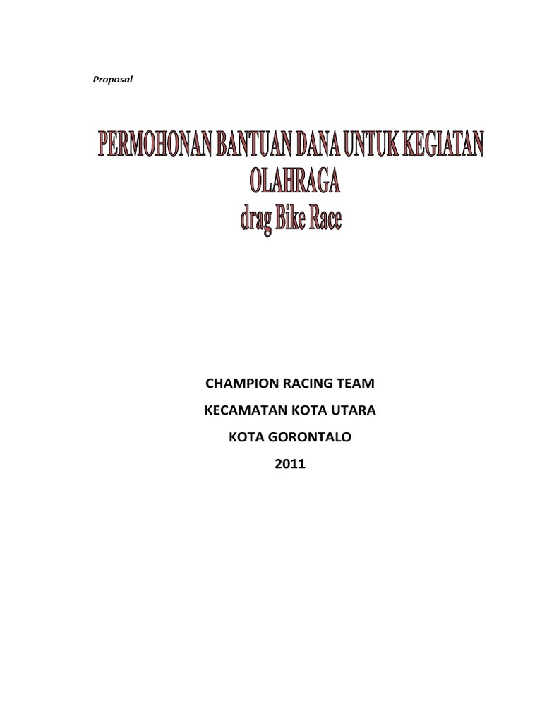 Proposal Drag Bike Race KNC Gorontalo | PDF