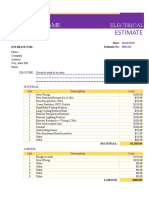 Electrical Estimate Template