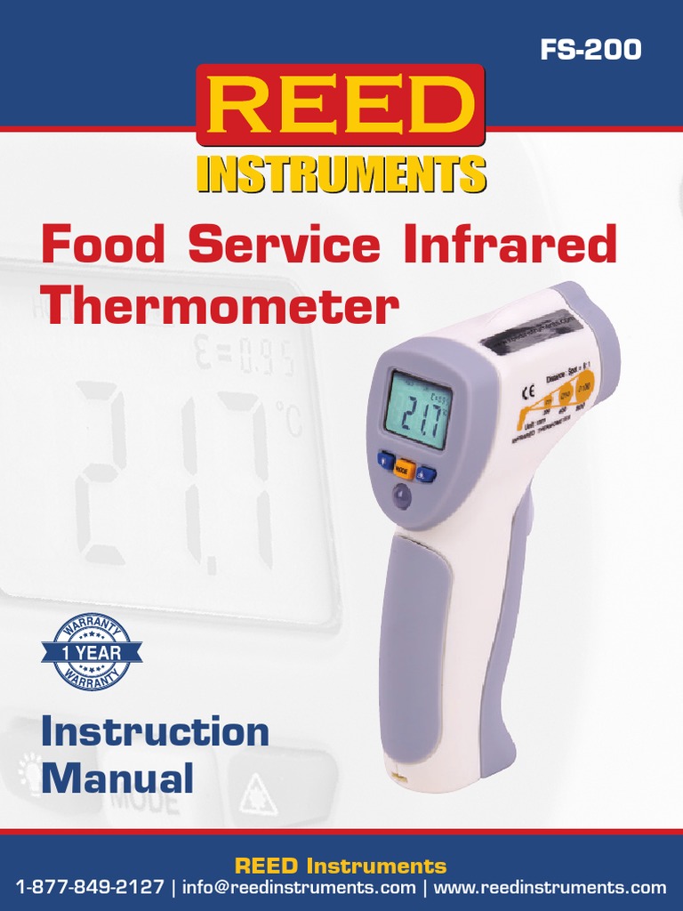 Food Service Infrared Thermometer Instruction Manual PDF Backlight Calibration