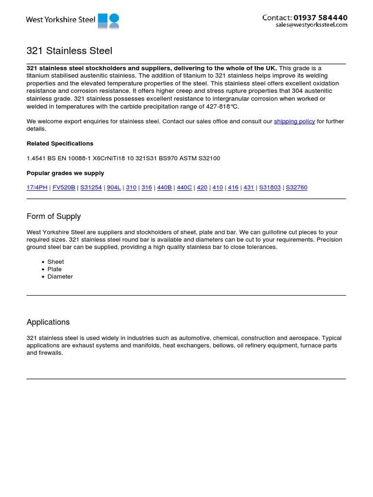 SS - 321 | PDF | Stainless Steel | Steel