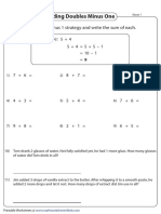 Adding Doubles Minus One Worksheets