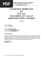 Learning Modules IN TLE 221-Teaching Ict As An Exploratory Course