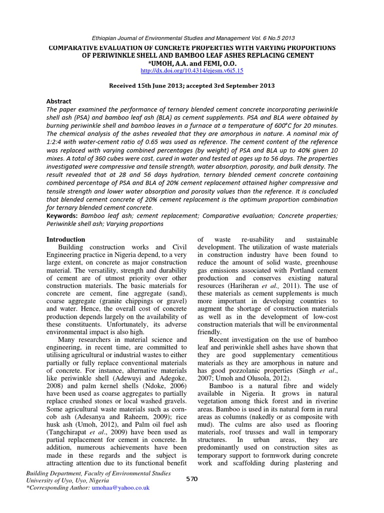 Comparative Evaluation of Concrete Properties With Varying Proportions ...
