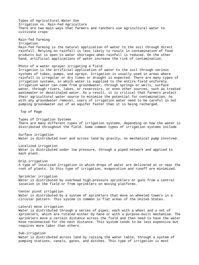 Types of Irrigation PDF Irrigation Groundwater