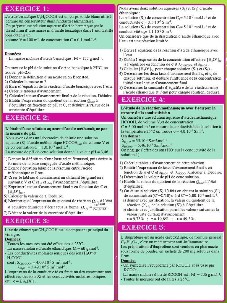 Réactions et Équilibres d'Acides en Chimie | PDF | Ph | Équilibre chimique