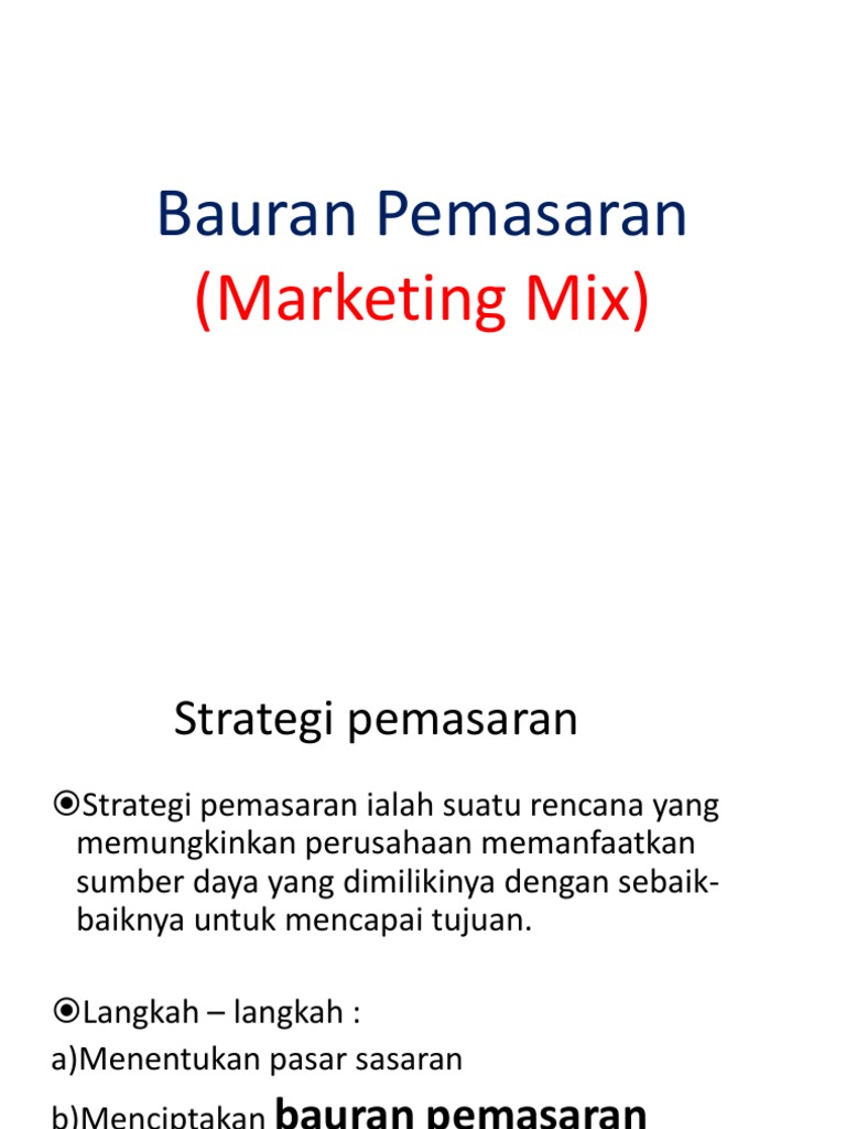 Bauran Pemasaran Marketing Mix | PDF
