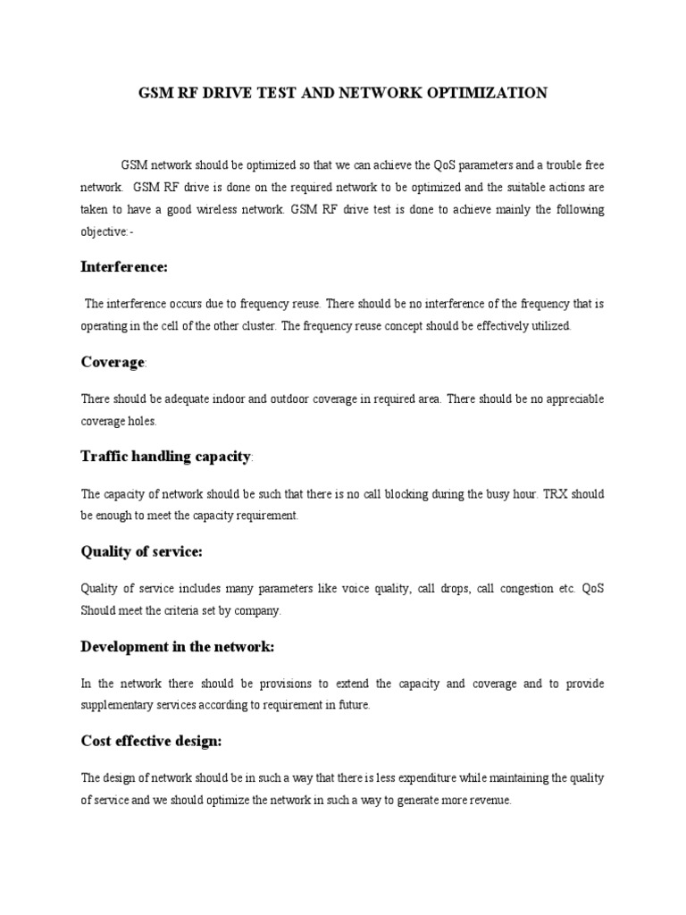 RF Drive Test - PR | PDF | Quality Of Service | Cellular Network