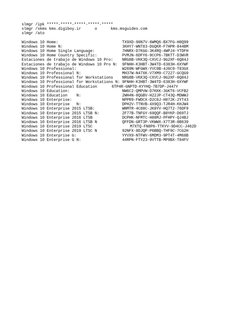 Windows 10 Activation Keys Guide | PDF | Computers | Technology ...