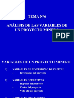 Análisis variables proyecto minero VAN TIR