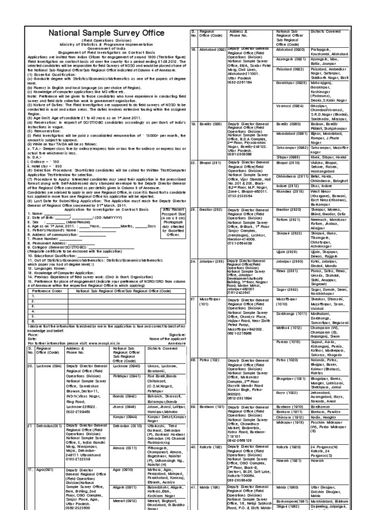 National Sample Survey Office | PDF | Government Of India | Statistics
