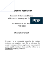 Grievance Resolution: Session 1 by Ravindra Dharkar Grievance - Meaning and Definition