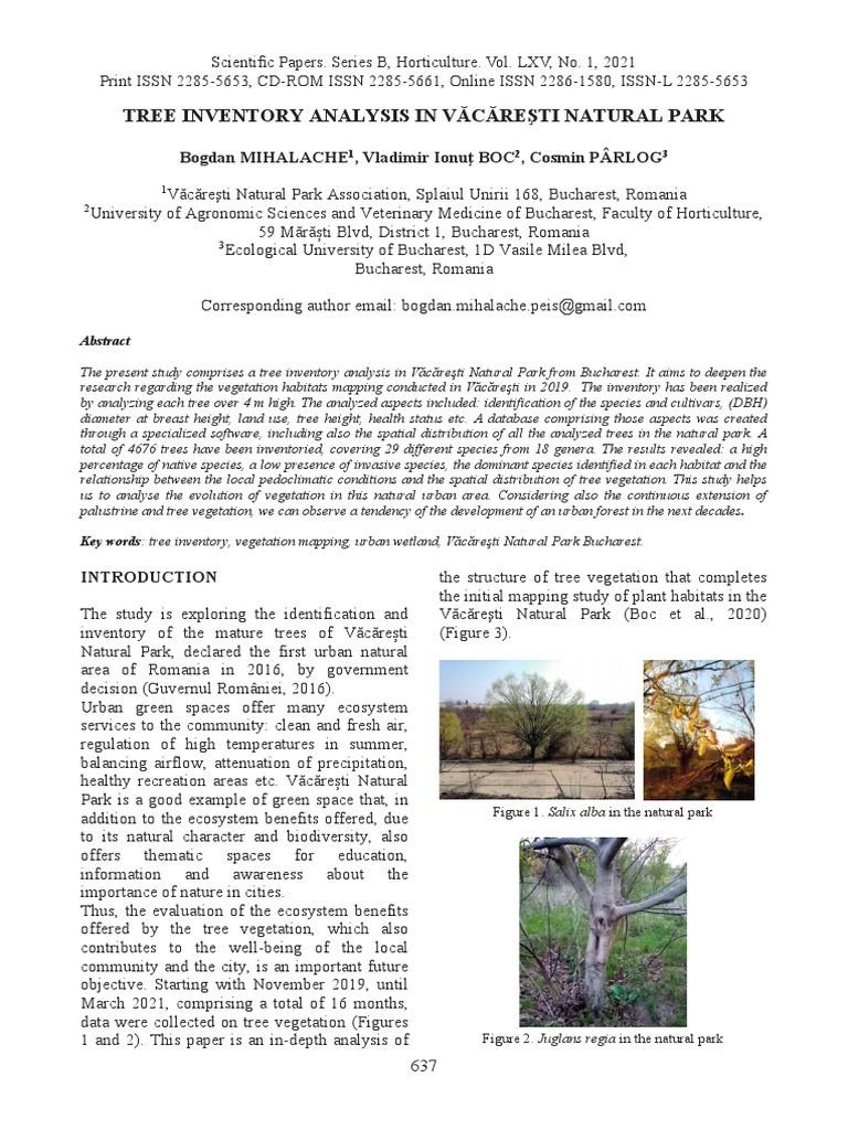 Tree Inventory Analysis in Văcăreşti Natural Park | PDF | Trees ...
