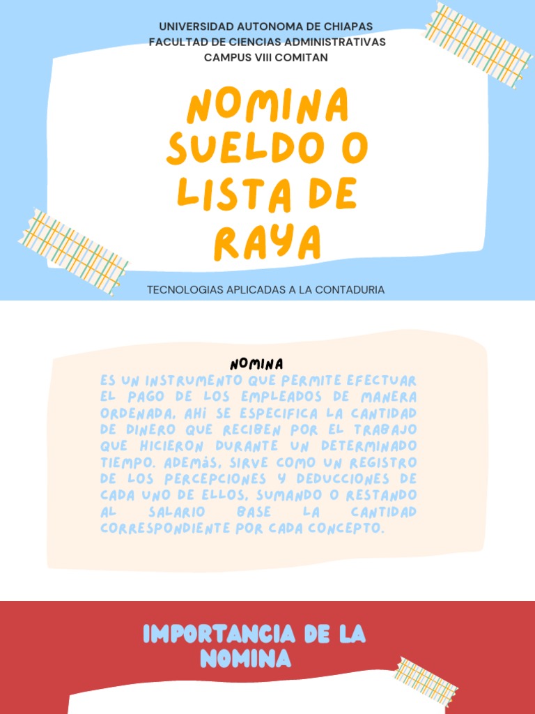 Diapositivas Nomina Sueldo o Lista de Raya | Descargar gratis PDF ...