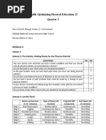 Health Optimizing Physical Education 12 Quarter 2: Lesson 1