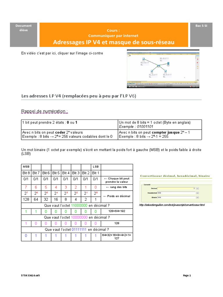 Adresses IP et masques de sous-réseau | PDF | Adresse IP | Informatique