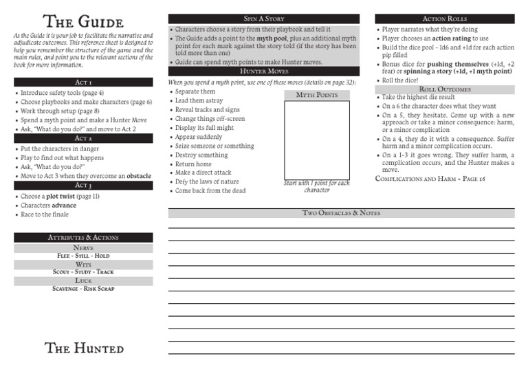 TheHunted TheGuide ReferenceSheet | PDF