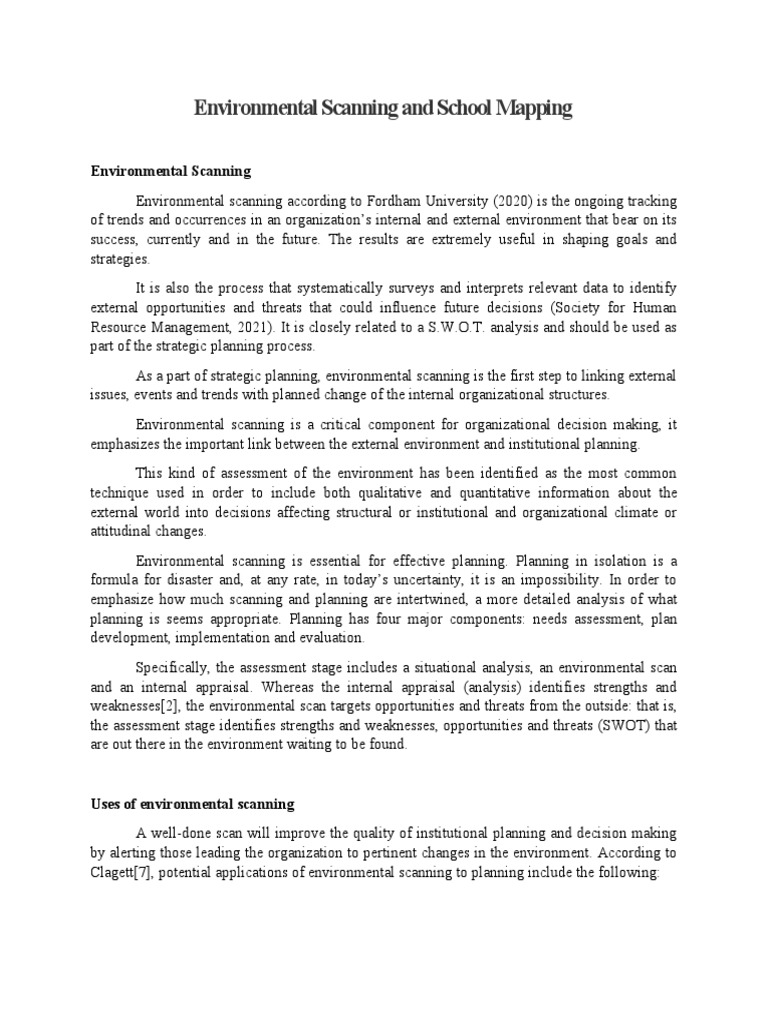 Environmental Scanning in Education | PDF | Swot Analysis | Cognition