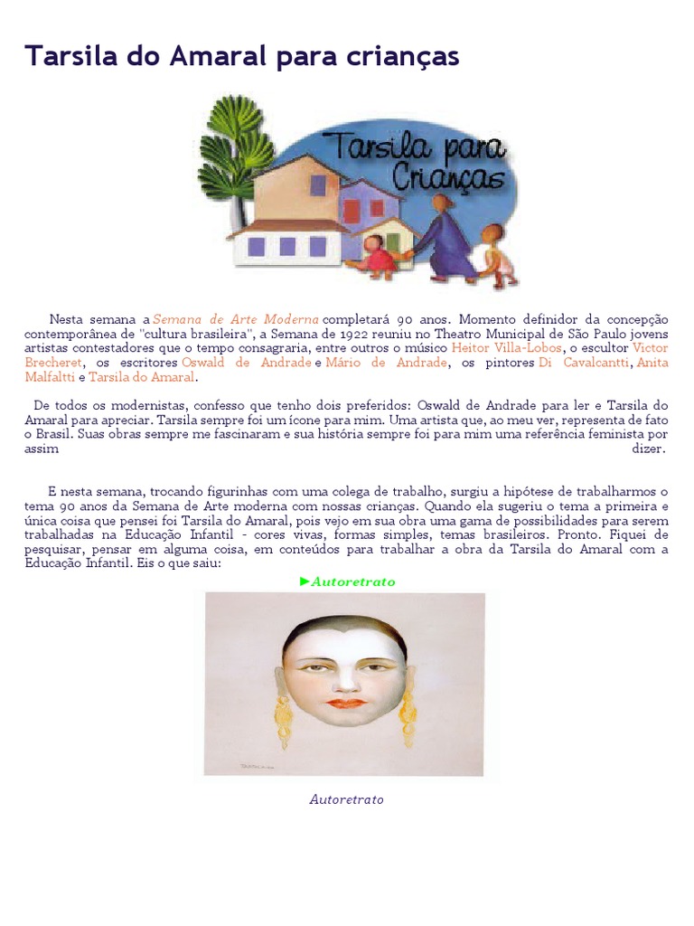 Tarsila do Amaral na Educação Infantil | PDF | Artes Linguísticas e ...