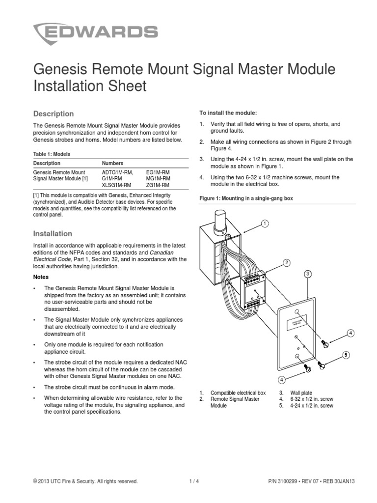 Genesis Remote Mount Signal Master Module Installation Sheet PDF