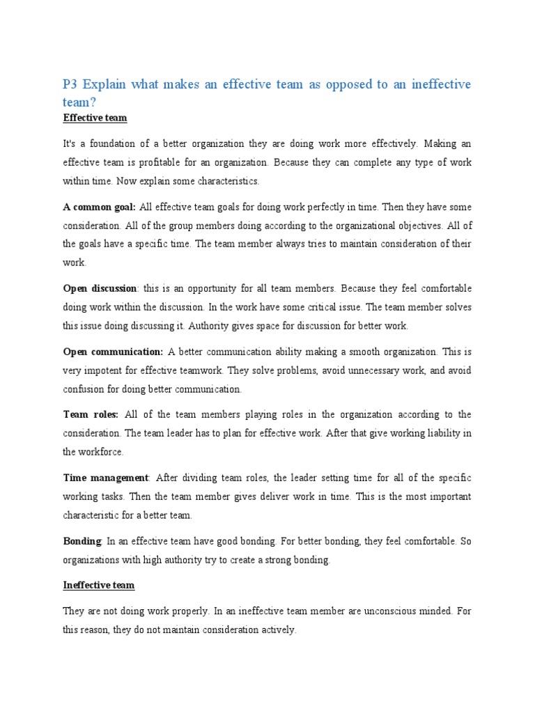 Effective vs. Ineffective Team Dynamics | PDF | Social Psychology ...