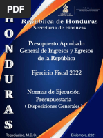 Presupuesto General Disposiciones 2022 HONDURAS