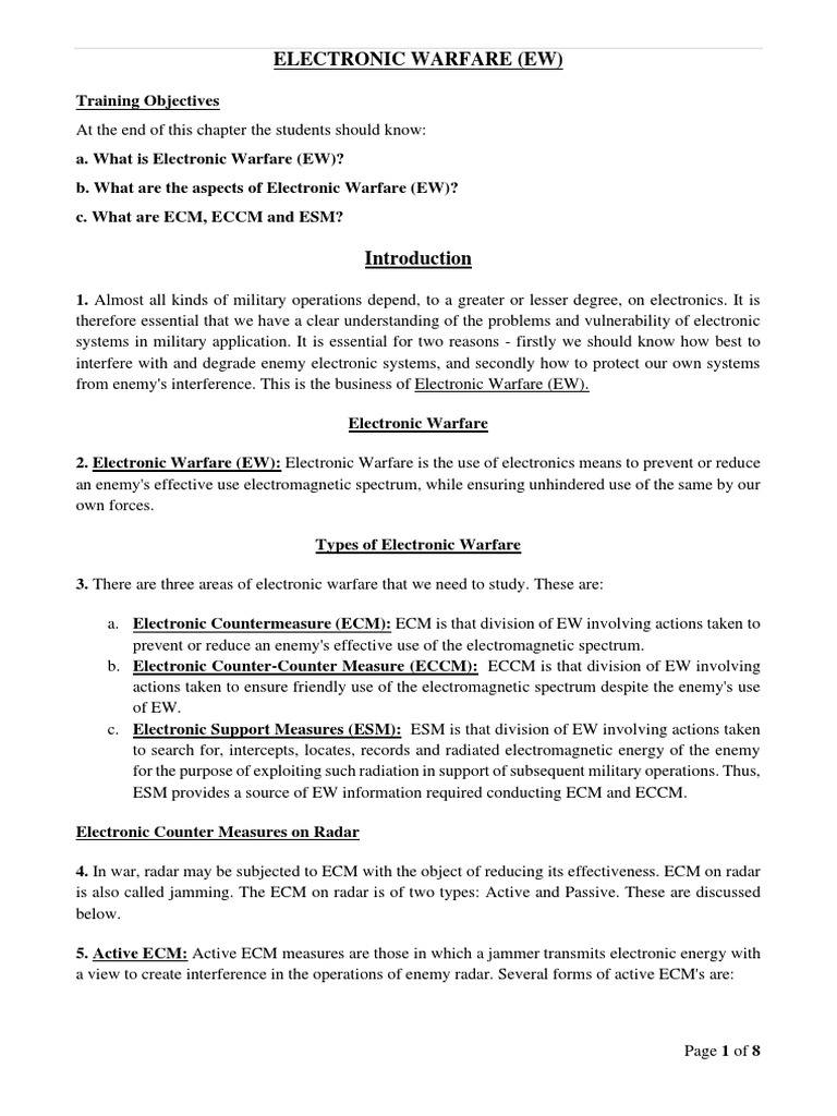 Electronic Warfare (Ew) PDF Electronic Warfare Radar