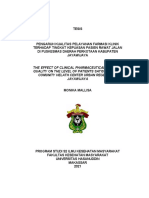 The Effect of Clinical Pharmaceutical Services Quality On The Level of Patients Satisfaction in Comunity Helath Center Urban Regency of Jayawijaya