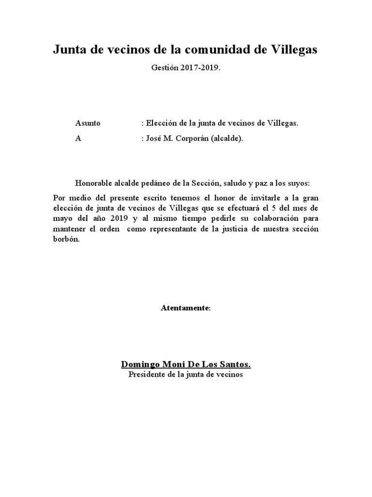 Junta de Vecinos de La Comunidad de Villega4 | PDF | Política