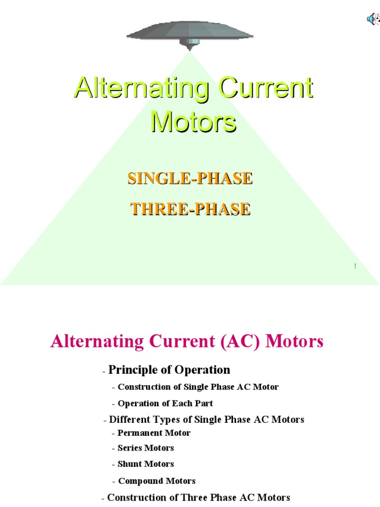 Alternating Current Motors SinglePhase ThreePhase PDF Electric Motor Electrical Components