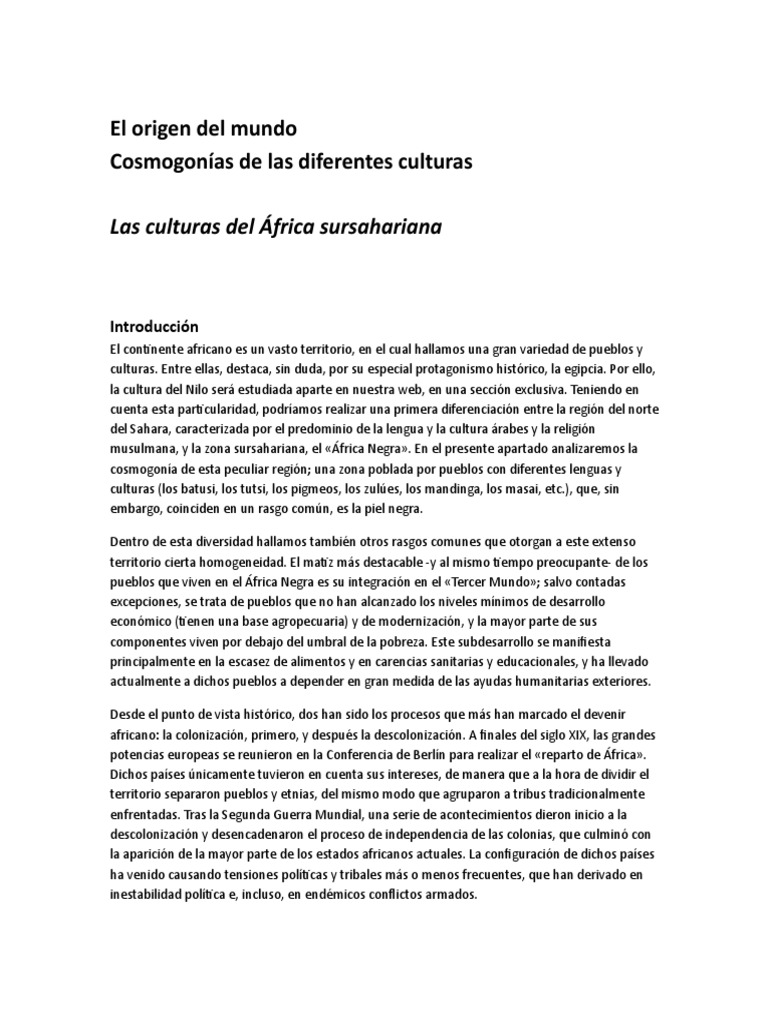 Cosmogonías de África Sursahariana | PDF | África | Mitos de la creación