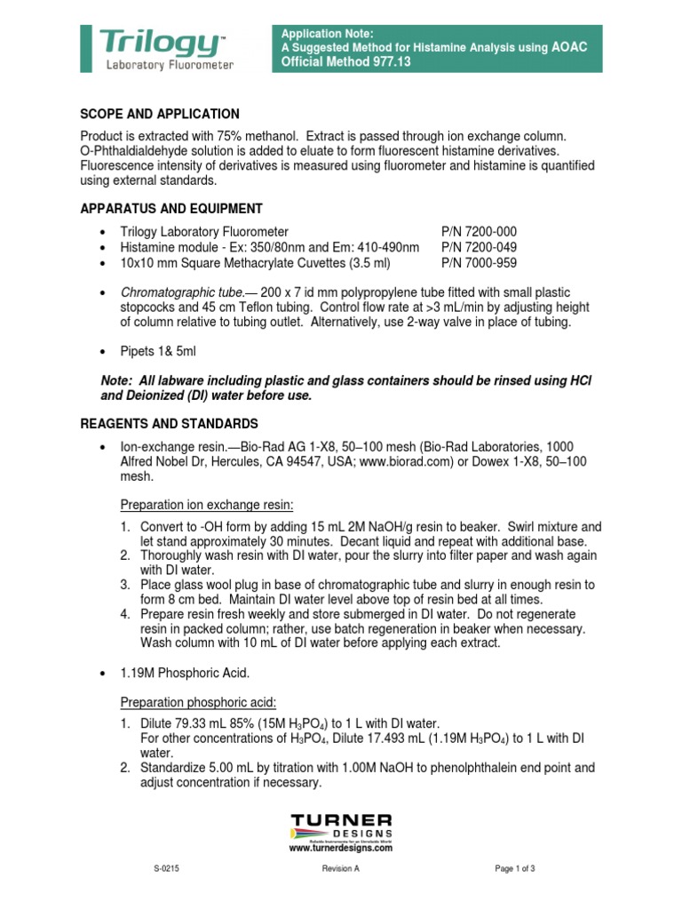 Scope and Application: Aoac Official Method 977.13 | PDF | Ion Exchange ...